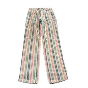 NEW! Sundance Women's Striped Multicolor Drawstring Linen Straight Pants XS